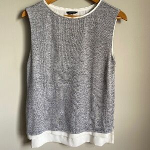 RW & Co. Women's Sleeveless Gray/Black Lined Layered Sweater Top Size Small